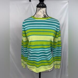 Title Nine Striped Sweater in Blue and Green (v)